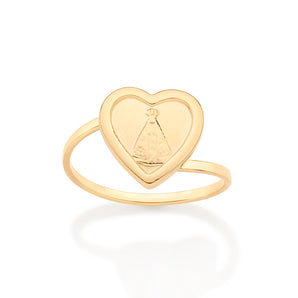 GOLD OUR LADY REVEALED HEART RING