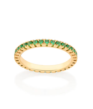 GOLD GREEN STUDDED SKINNY RING