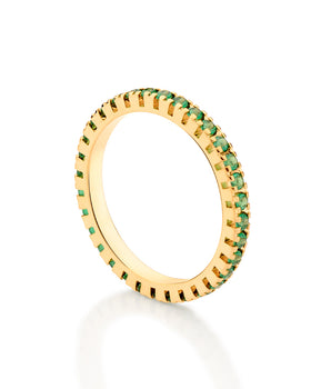 GOLD GREEN STUDDED SKINNY RING