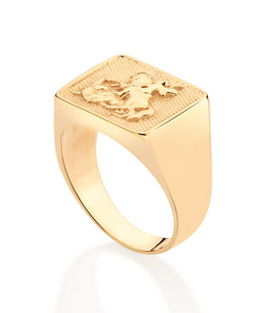 GOLD MEN'S SAINT GEORGE RING