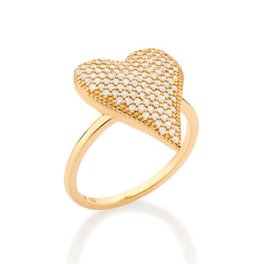GOLD STONE HEART MAXI RING