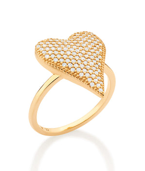GOLD STONE HEART MAXI RING