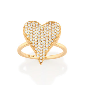 GOLD STONE HEART MAXI RING