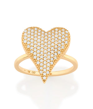 GOLD STONE HEART MAXI RING