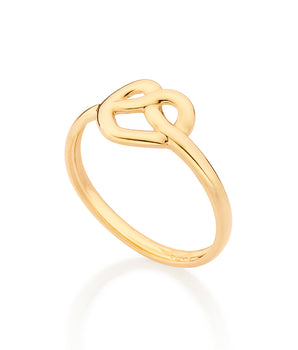 GOLD HEART KNOT SKINNY RING