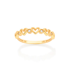 GOLD BEATING HEART SKINNY RING