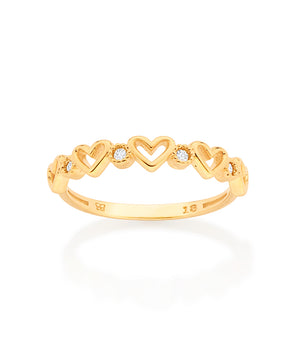 GOLD BEATING HEART SKINNY RING