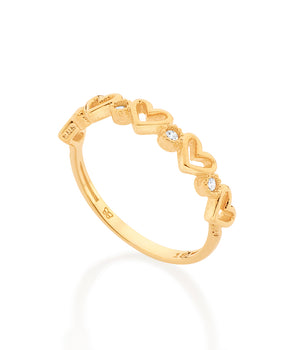 GOLD BEATING HEART SKINNY RING