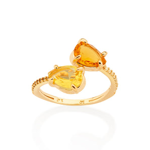 GOLD FEATHER ADJUSTABLE RING IN YELLOW
