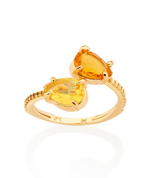 GOLD FEATHER ADJUSTABLE RING IN YELLOW