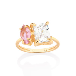 GOLD YOU AND ME ENGAGEMENT RING IN PINK
