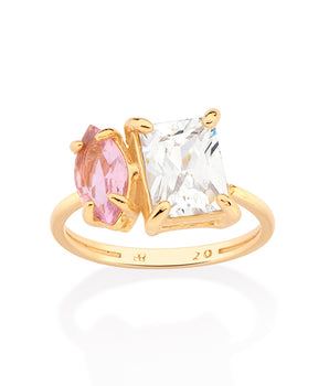 GOLD YOU AND ME ENGAGEMENT RING IN PINK