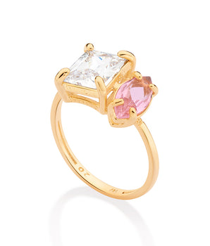 GOLD YOU AND ME ENGAGEMENT RING IN PINK