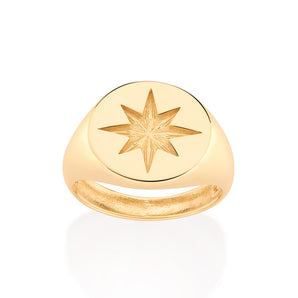 GOLD COMPASS PINKY RING