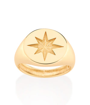 GOLD COMPASS PINKY RING