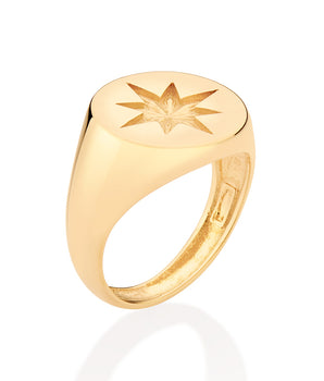 GOLD COMPASS PINKY RING