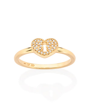 GOLD HEART LOCK SKINNY RING