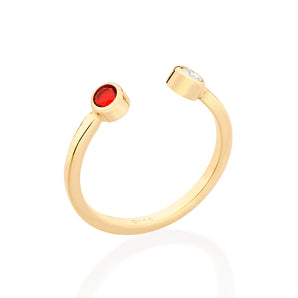 GOLD ADJUSTABLE AWARENESS RING IN RED AND WHITE