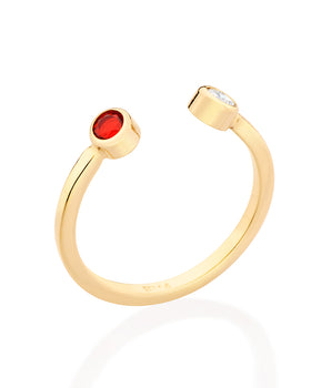 GOLD ADJUSTABLE AWARENESS RING IN RED AND WHITE