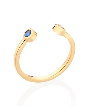 GOLD ADJUSTABLE AWARENESS RING IN BLUE AND YELLOW
