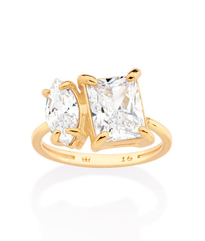 GOLD YOU AND ME ENGAGEMENT RING IN WHITE