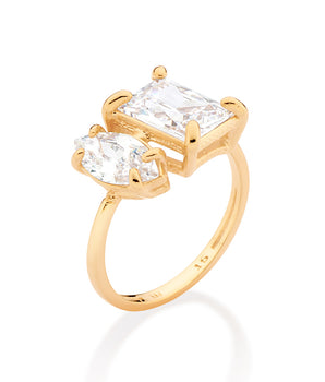 GOLD YOU AND ME ENGAGEMENT RING IN WHITE