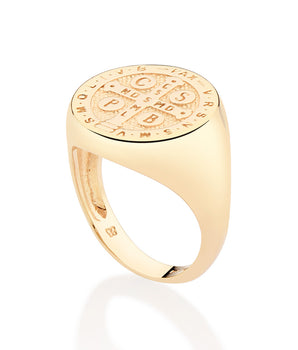 GOLD MEN'S SAINT BENEDICT MAXI RING