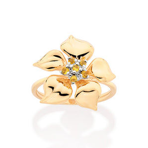 GOLD MORNING FLOWER SKINNY RING