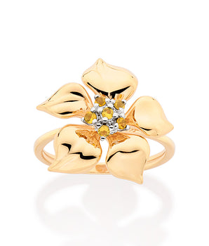 GOLD MORNING FLOWER SKINNY RING