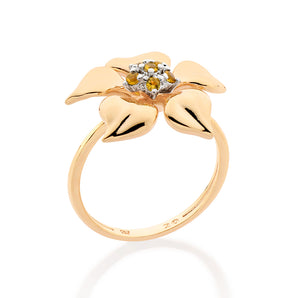 GOLD MORNING FLOWER SKINNY RING