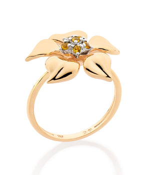 GOLD MORNING FLOWER SKINNY RING