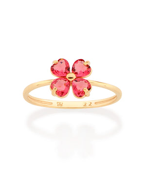 GOLD WILD FLOWER SKINNY RING IN PINK