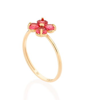 GOLD WILD FLOWER SKINNY RING IN PINK