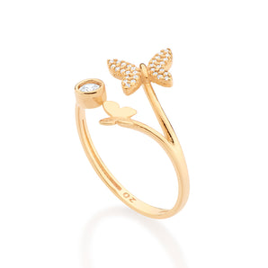 GOLD BUTTERFLIES SKINNY RING