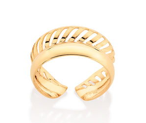 GOLD HOLLOW BARK ADJUSTABLE RING