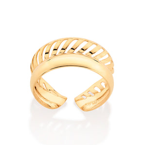 GOLD HOLLOW BARK ADJUSTABLE RING