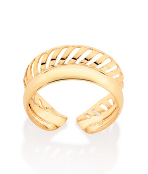 GOLD HOLLOW BARK ADJUSTABLE RING