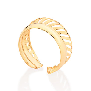 GOLD HOLLOW BARK ADJUSTABLE RING