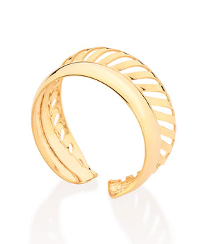 GOLD HOLLOW BARK ADJUSTABLE RING