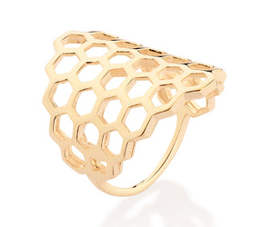 GOLD HONEY COMB MAXI RING