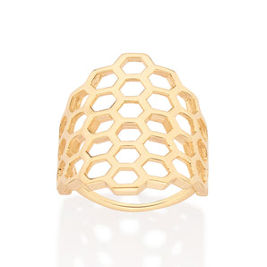 GOLD HONEY COMB MAXI RING