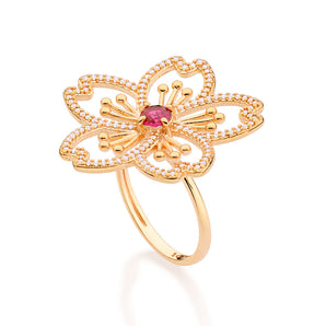 GOLD CHERRY BLOSSOM MAXI RING