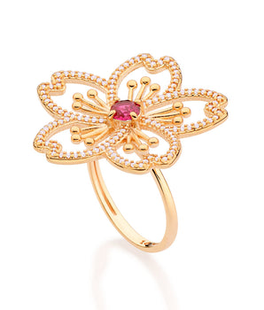 GOLD CHERRY BLOSSOM MAXI RING