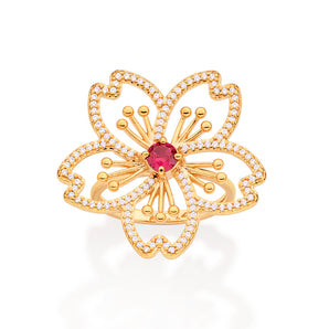GOLD CHERRY BLOSSOM MAXI RING