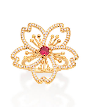 GOLD CHERRY BLOSSOM MAXI RING