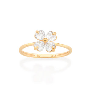 GOLD WILD FLOWER SKINNY RING IN WHITE