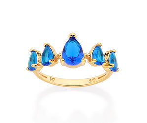 GOLD BLUE SEA SKINNY RING