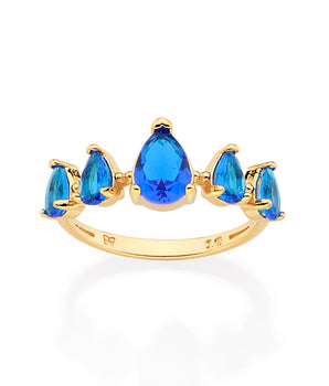GOLD BLUE SEA SKINNY RING