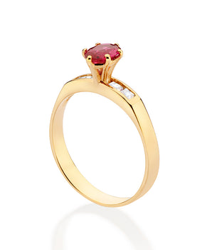 GOLD HOLIDAY SURPRISE SOLITAIRE RING IN RED