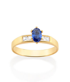 GOLD HOLIDAY SURPRISE SOLITAIRE RING IN BLUE